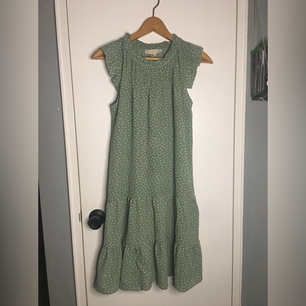 Long Green Ruffled White Polka Dot Louise Belcher Inspired Cosplay Costume Dress